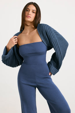 Chunky Knit Shrug in Washed Navy
