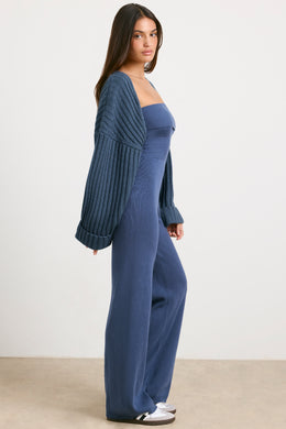 Chunky Knit Shrug in Washed Navy