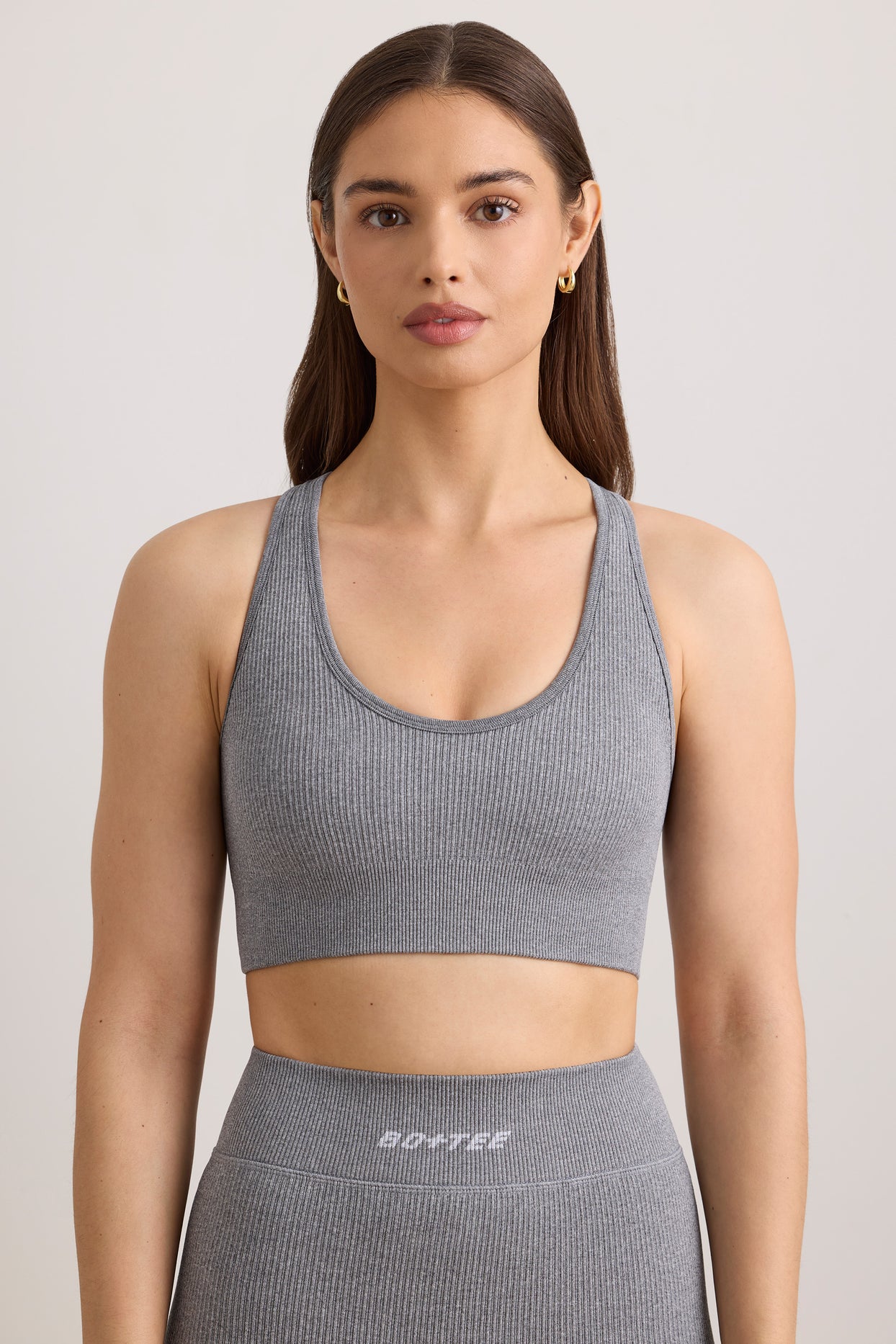 FlexiRib Wide Strap Sports Bra in Grey Melange - 7