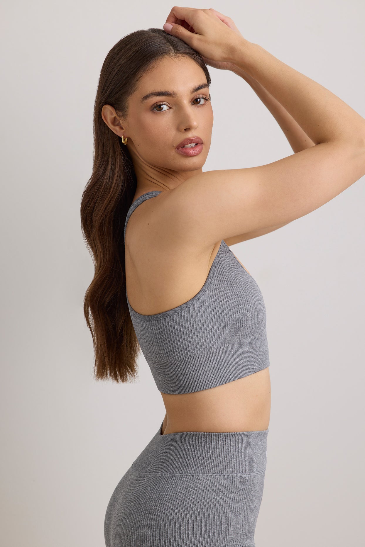 FlexiRib Wide Strap Sports Bra in Grey Melange - 3