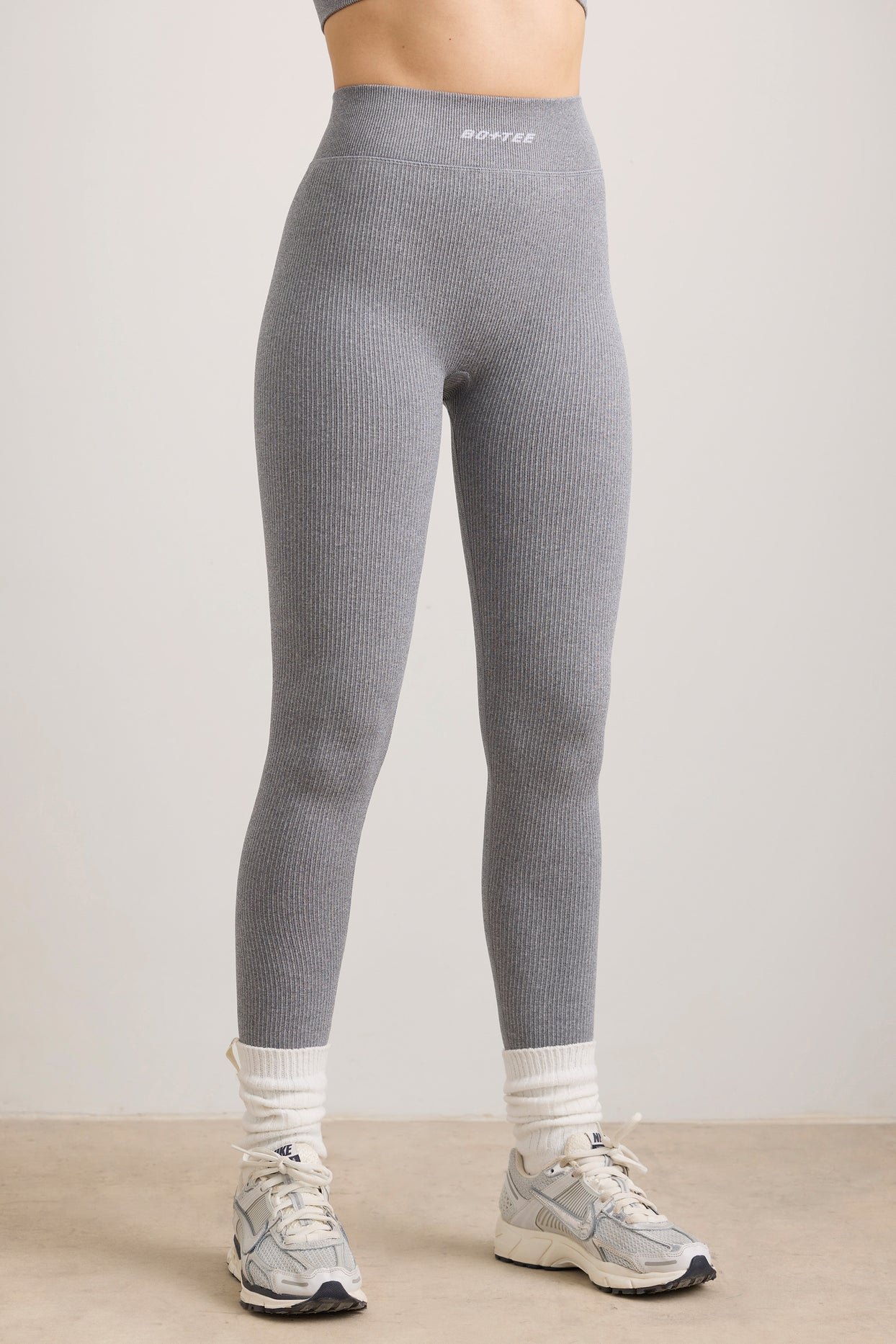 FlexiRib High Waist Leggings in Grey Melange