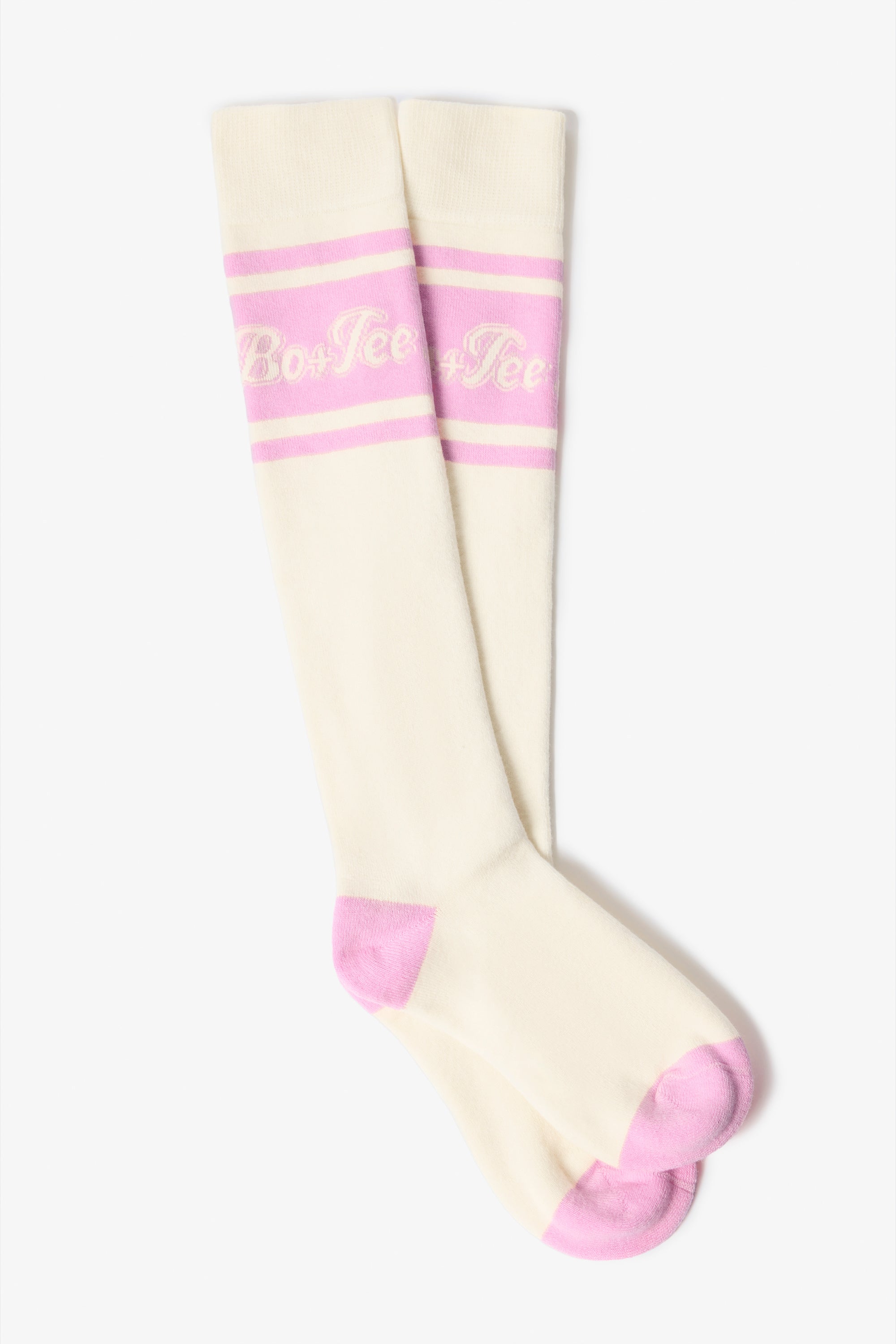 Cotton Knee-High Ski Socks in Powder Pink - 2