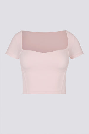 Soft Active Sweetheart-Neck Crop Top in Ballet Pink