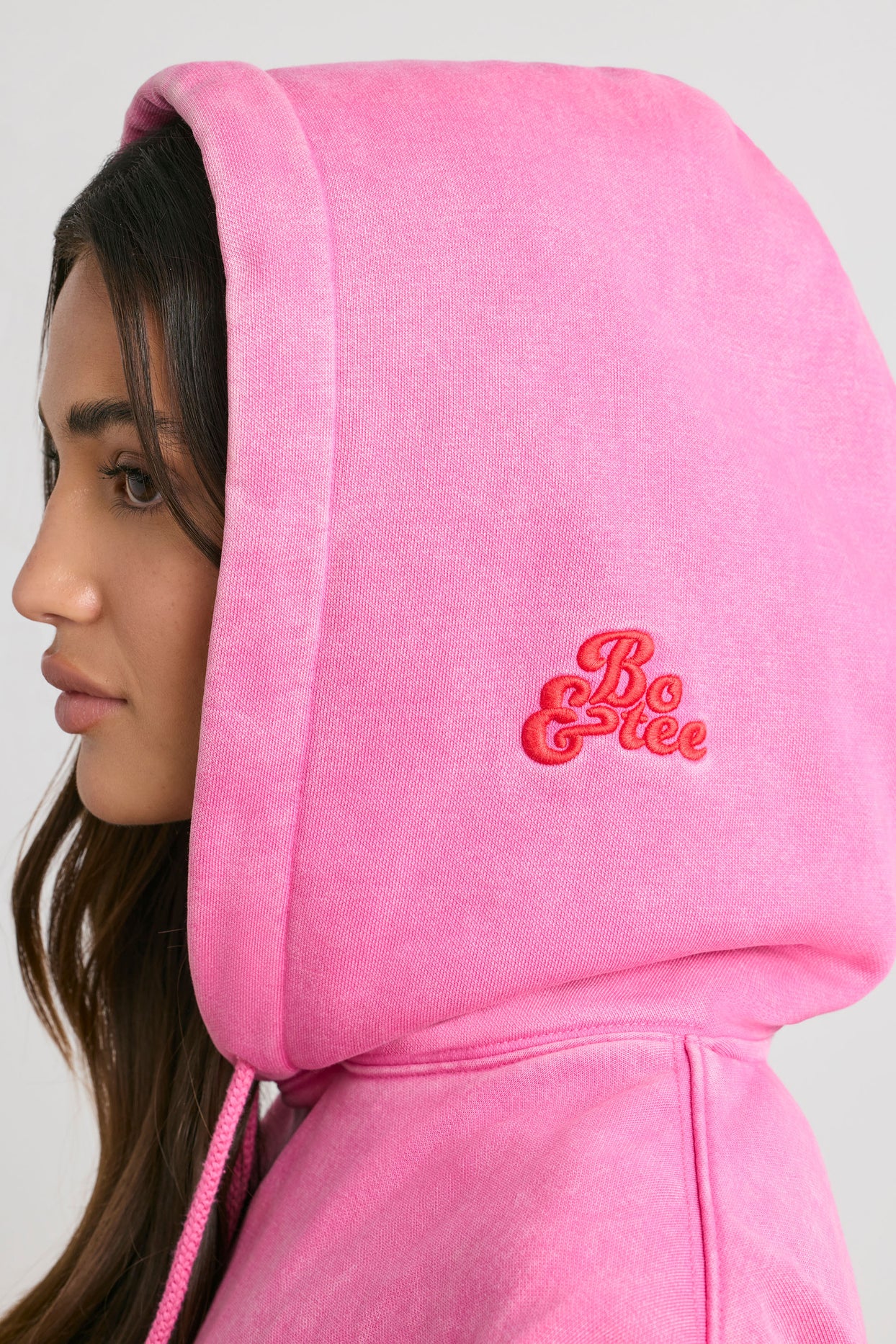 Soft Cotton Jersey Oversized Hoodie in Hot Pink - 5