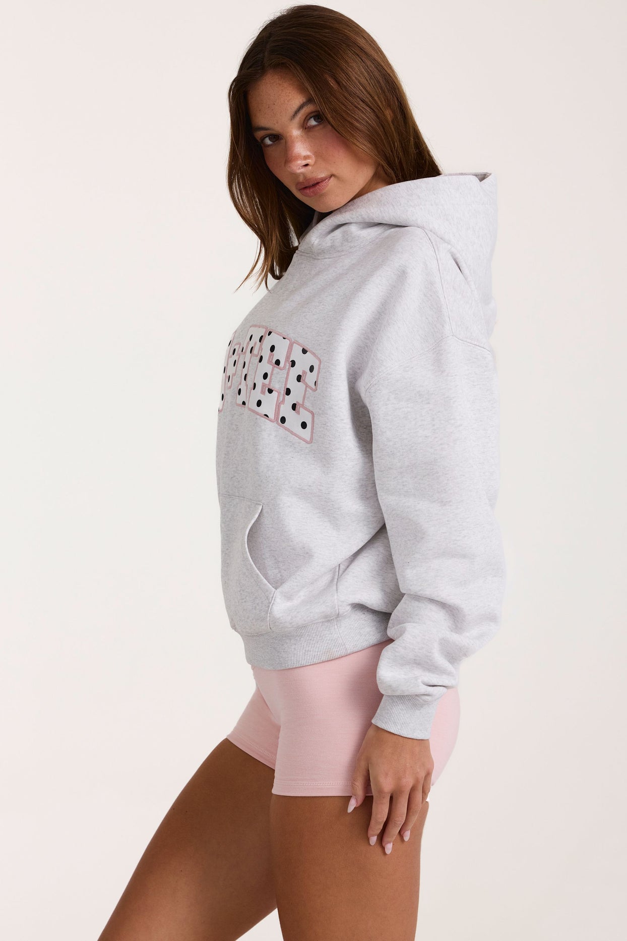 Oversized Applique Hoodie in Grey Marl - 5