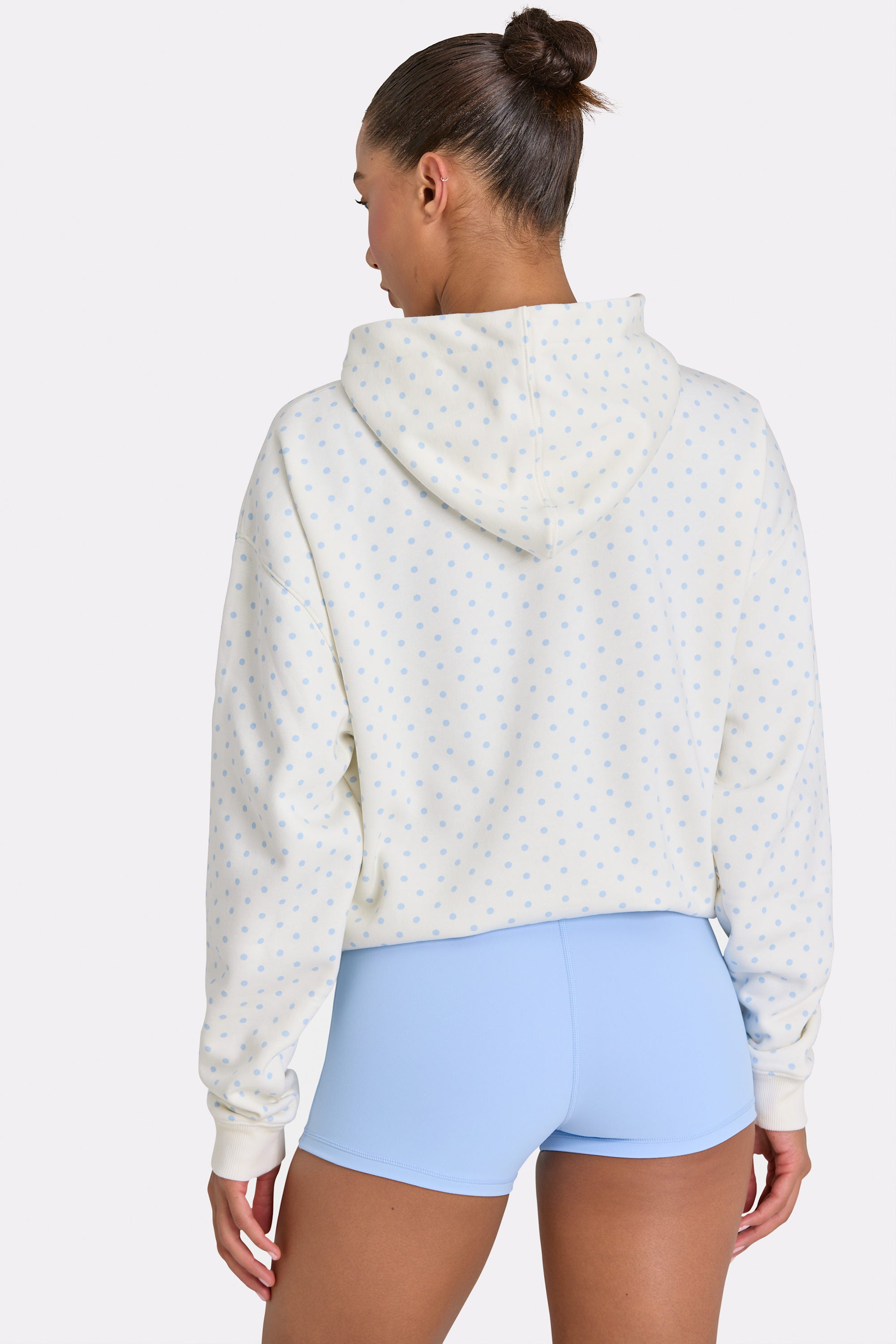Oversized Applique Hoodie in Coconut Polka Dot