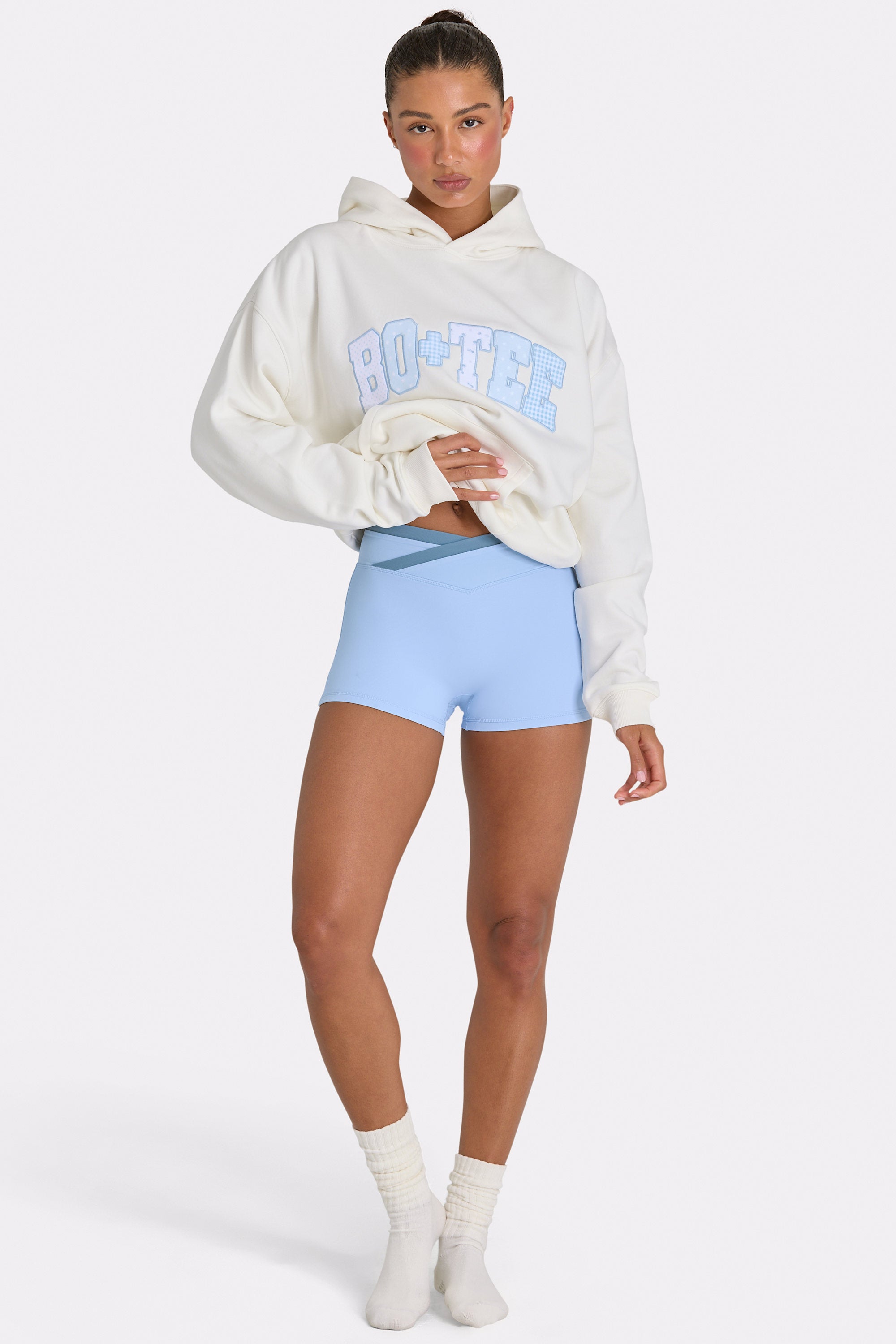 Oversized Applique Hoodie in Coconut