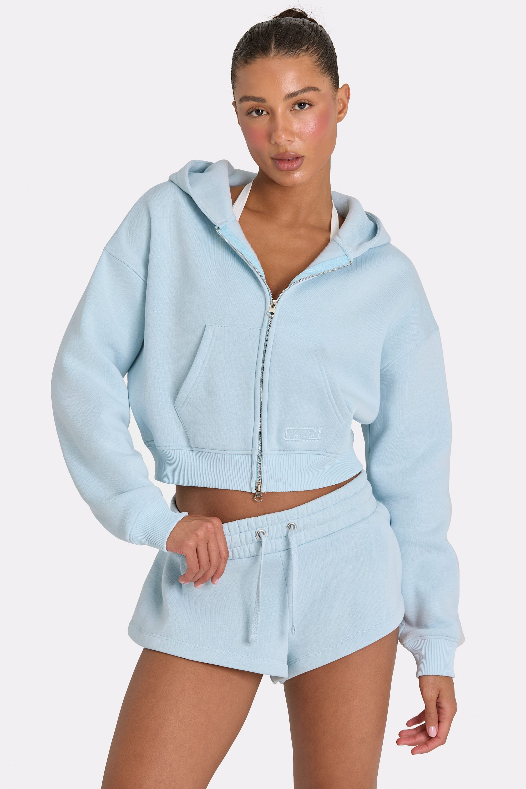 Oversized Zip-Up Hoodie  in Powder Blue