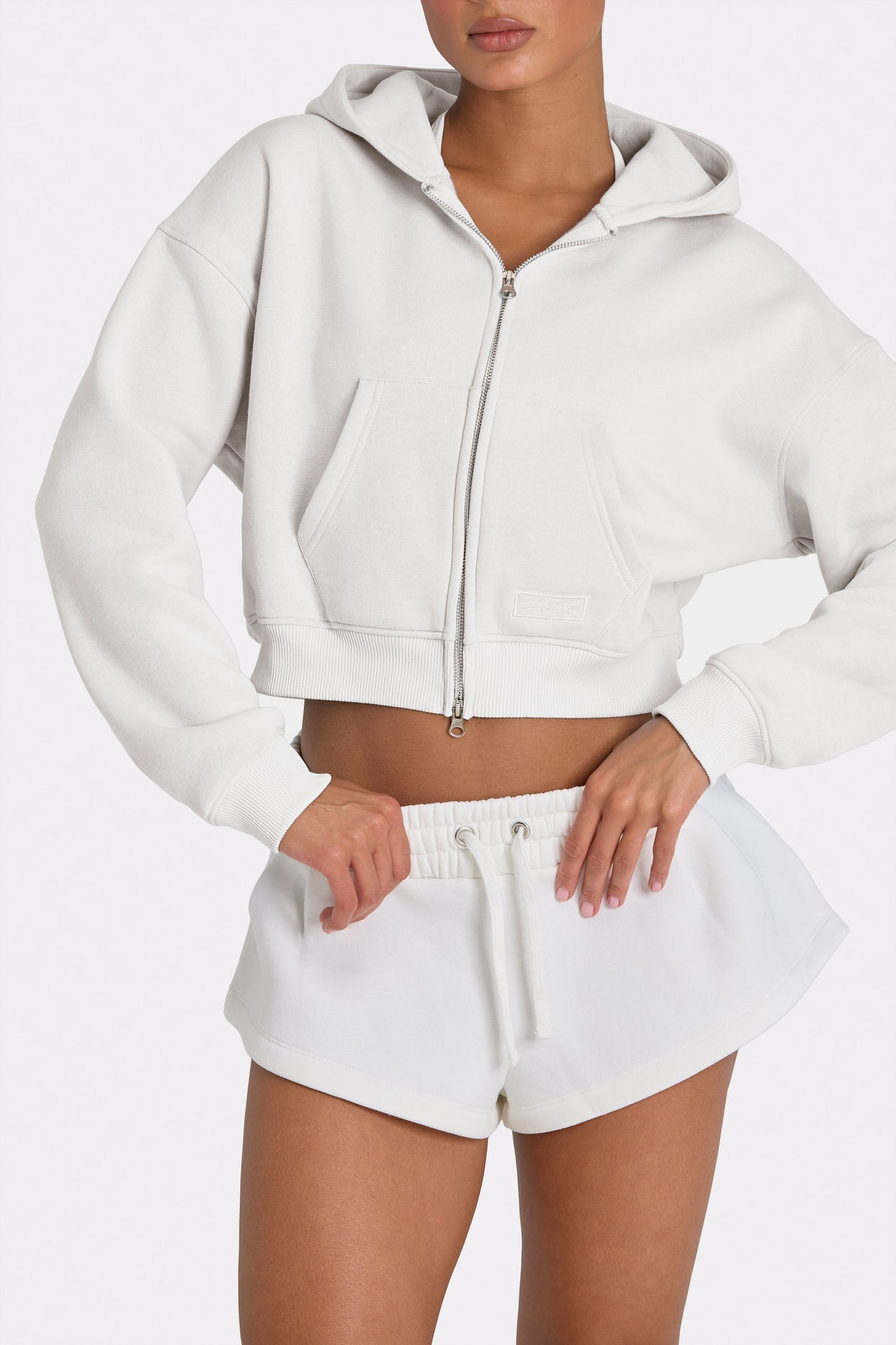 Oversized Zip-Up Hoodie  in Coconut - 5