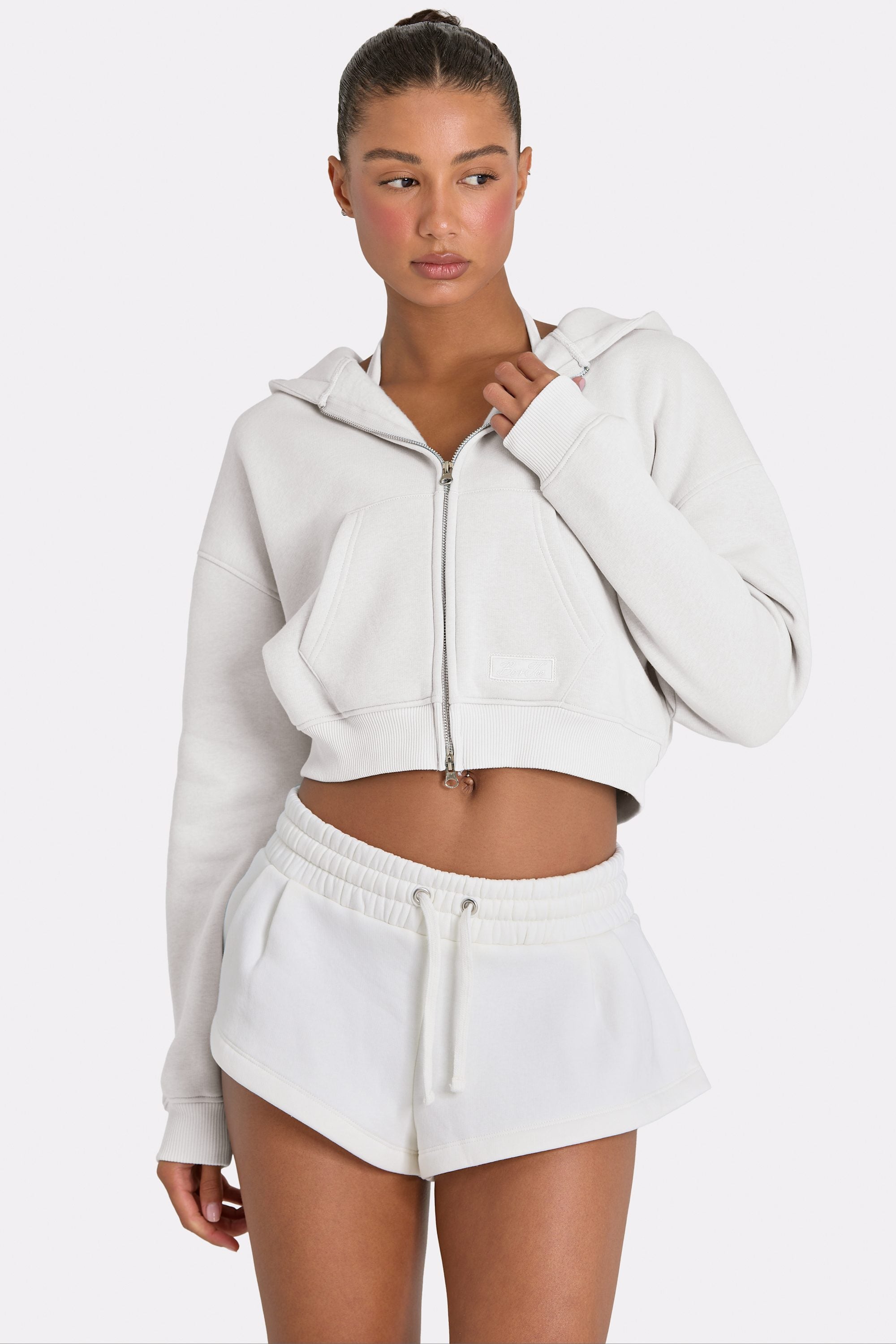 Oversized Zip-Up Hoodie  in Coconut