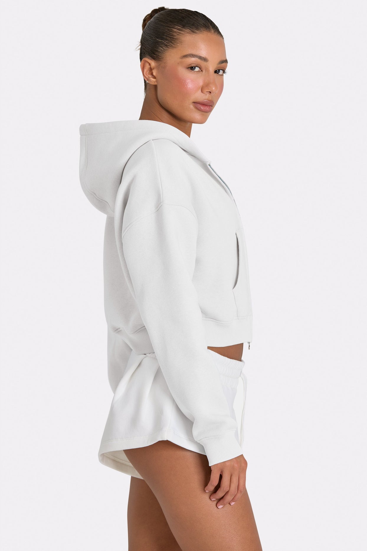 Oversized Zip-Up Hoodie  in Coconut - 4