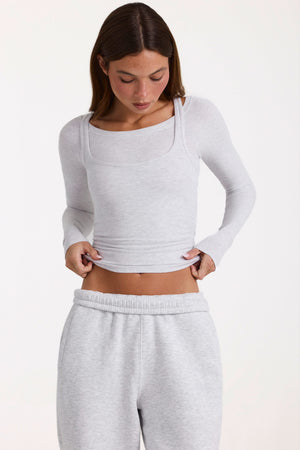 Modal Layered Top in Grey Marl