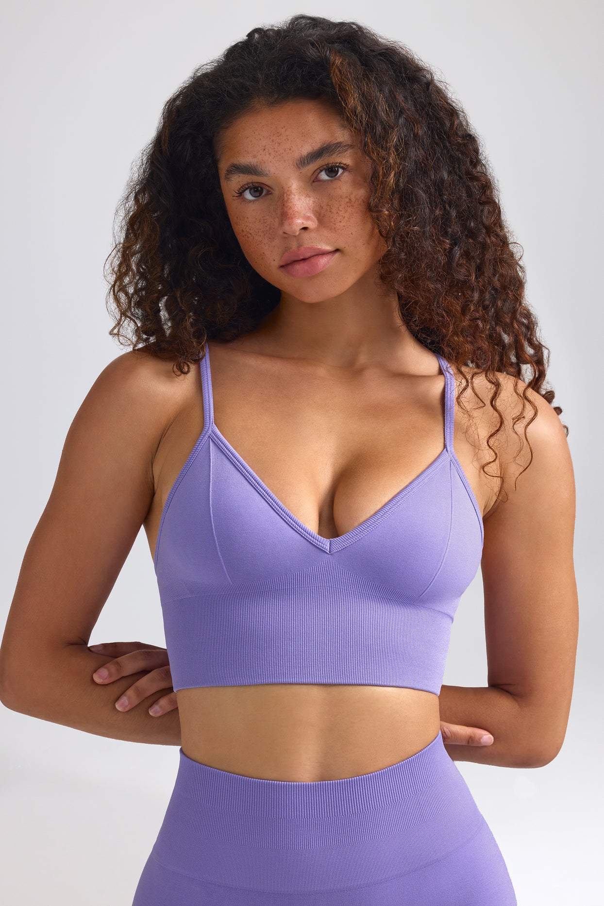 Define Luxe V-Neck Sports Bra in Purple - 6