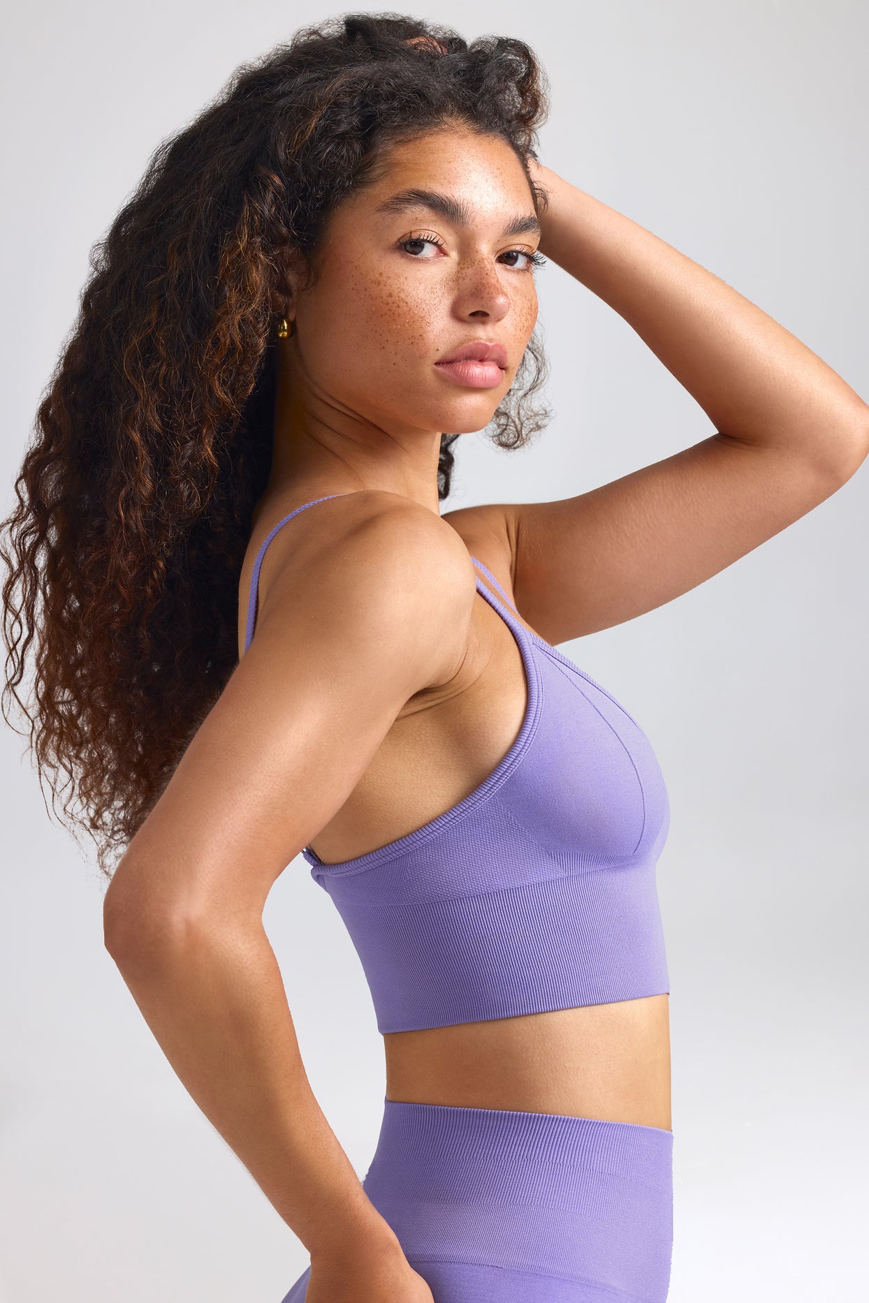 Define Luxe V-Neck Sports Bra in Purple - 3