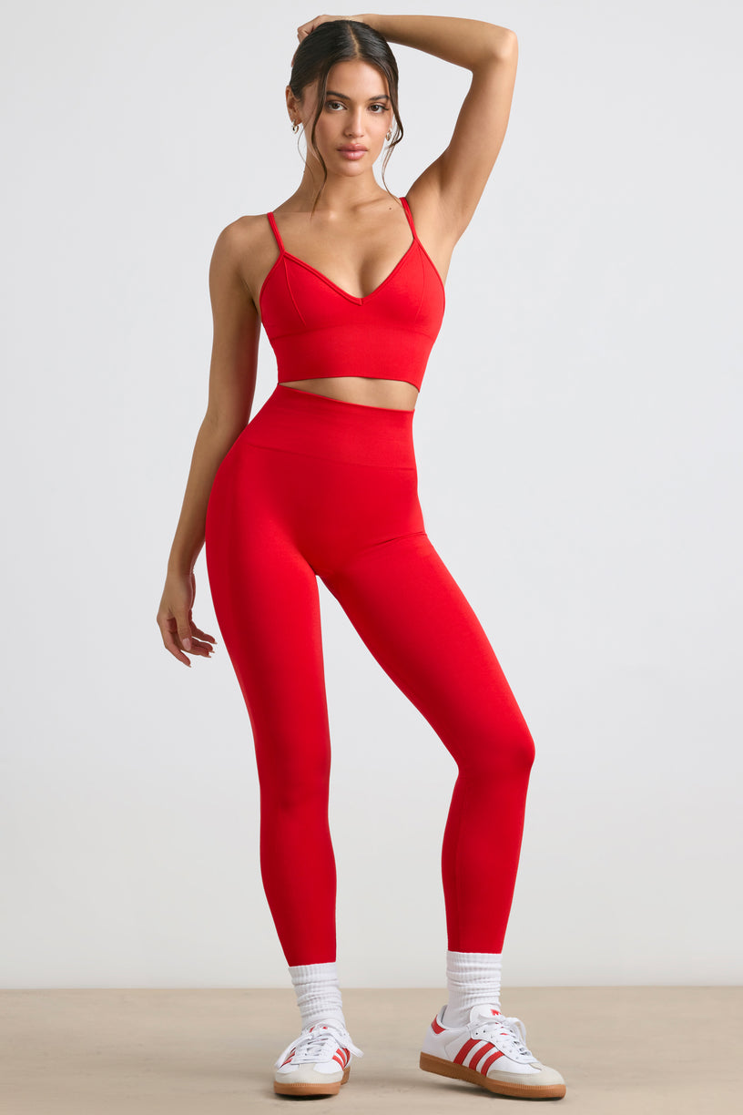 Define Luxe High-Waist Leggings in Red - 1