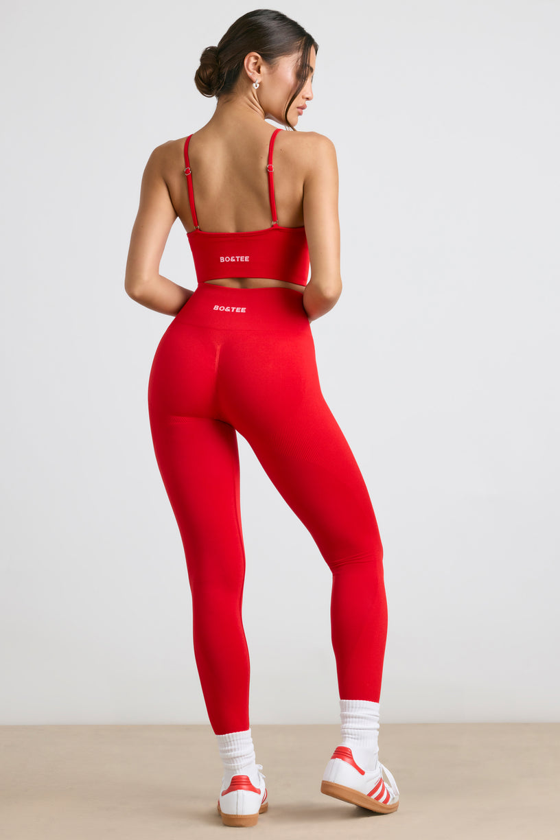 Define Luxe High-Waist Leggings in Red - 2