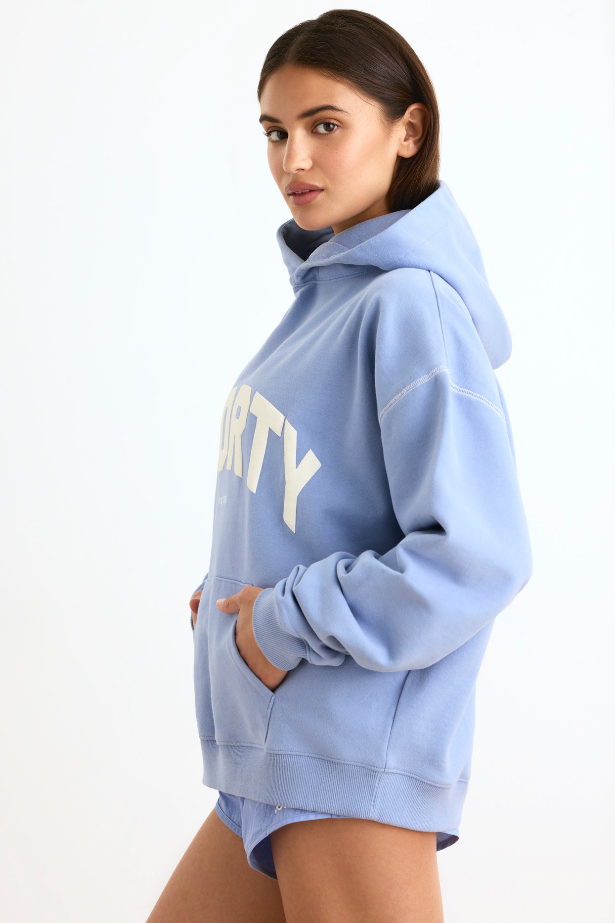BT1167 Sweter oversize w kolorze lawendowo-niebieskim