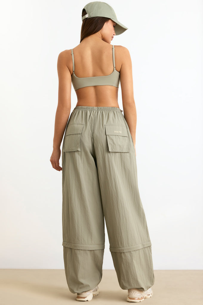 Convertible Wide Leg Track Pants in Mineral
