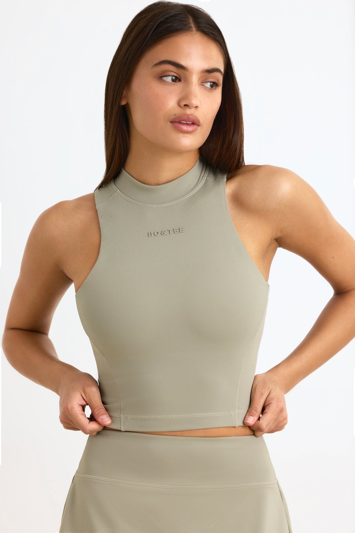 Soft Active High-Neck Tank Top in Mineral