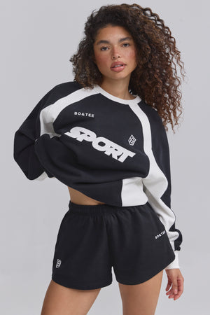 Soft Cotton Jersey Elasticated Mini Shorts in Black