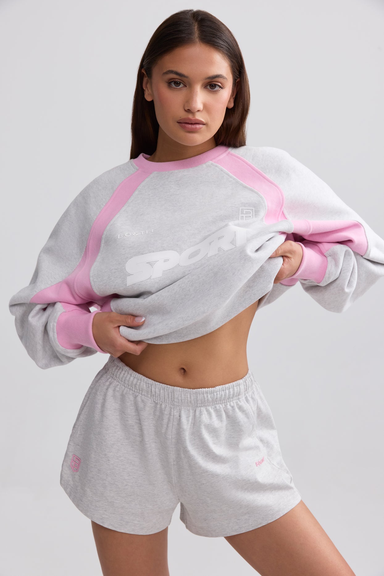 Soft Cotton Jersey Elasticated Mini Shorts in Grey Marl - 5