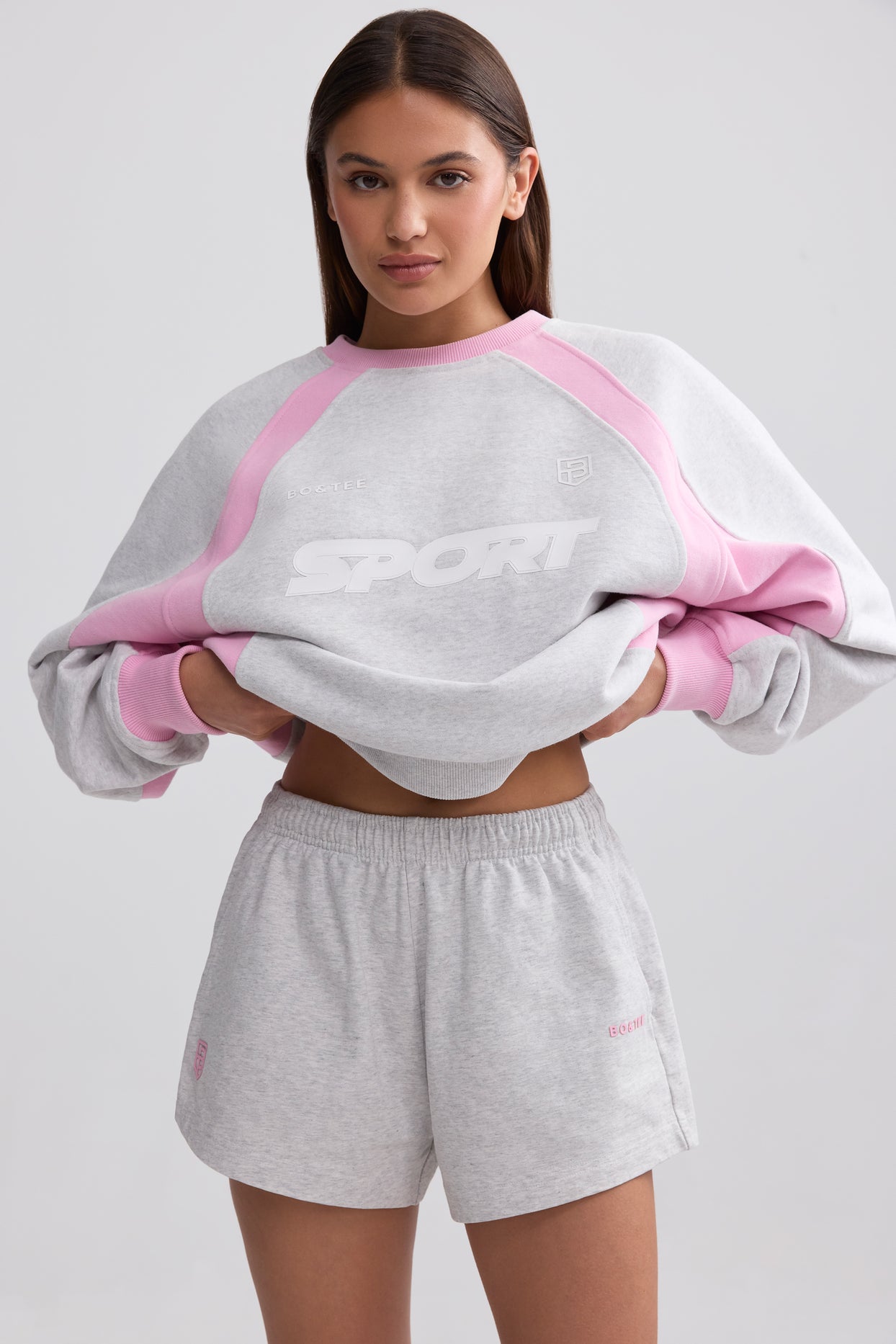 Soft Cotton Jersey Elasticated Mini Shorts in Grey Marl - 6