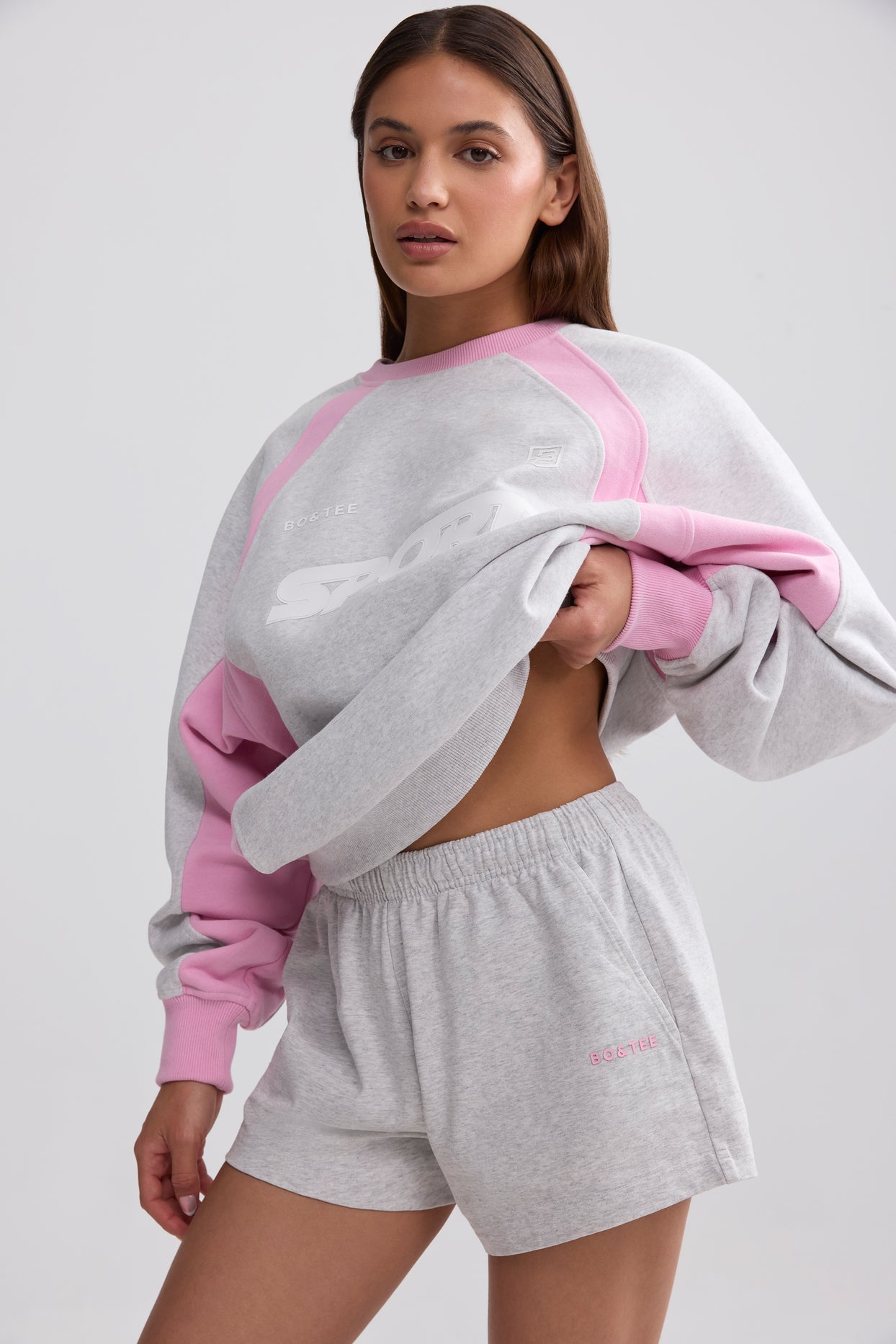 Soft Cotton Jersey Elasticated Mini Shorts in Grey Marl - 7