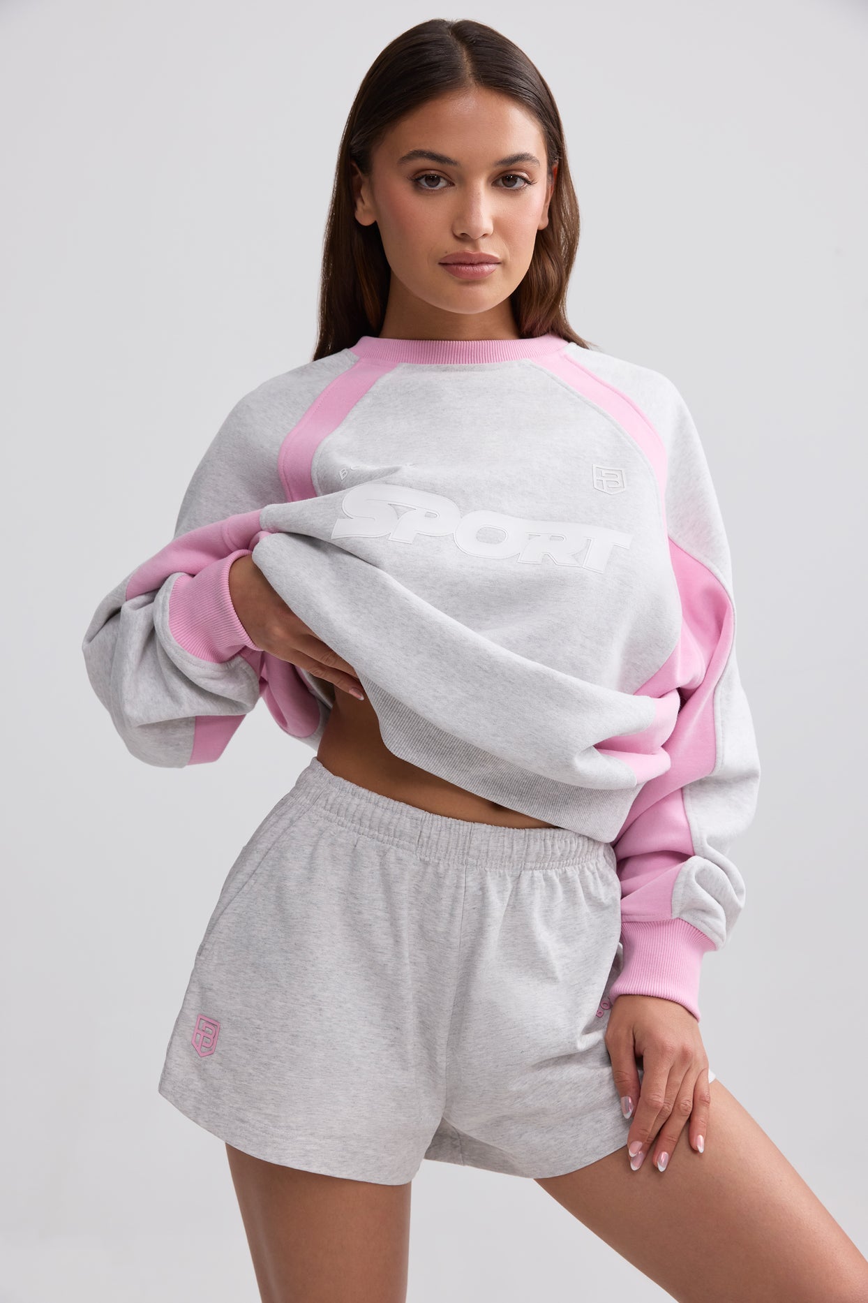 Soft Cotton Jersey Elasticated Mini Shorts in Grey Marl - 8