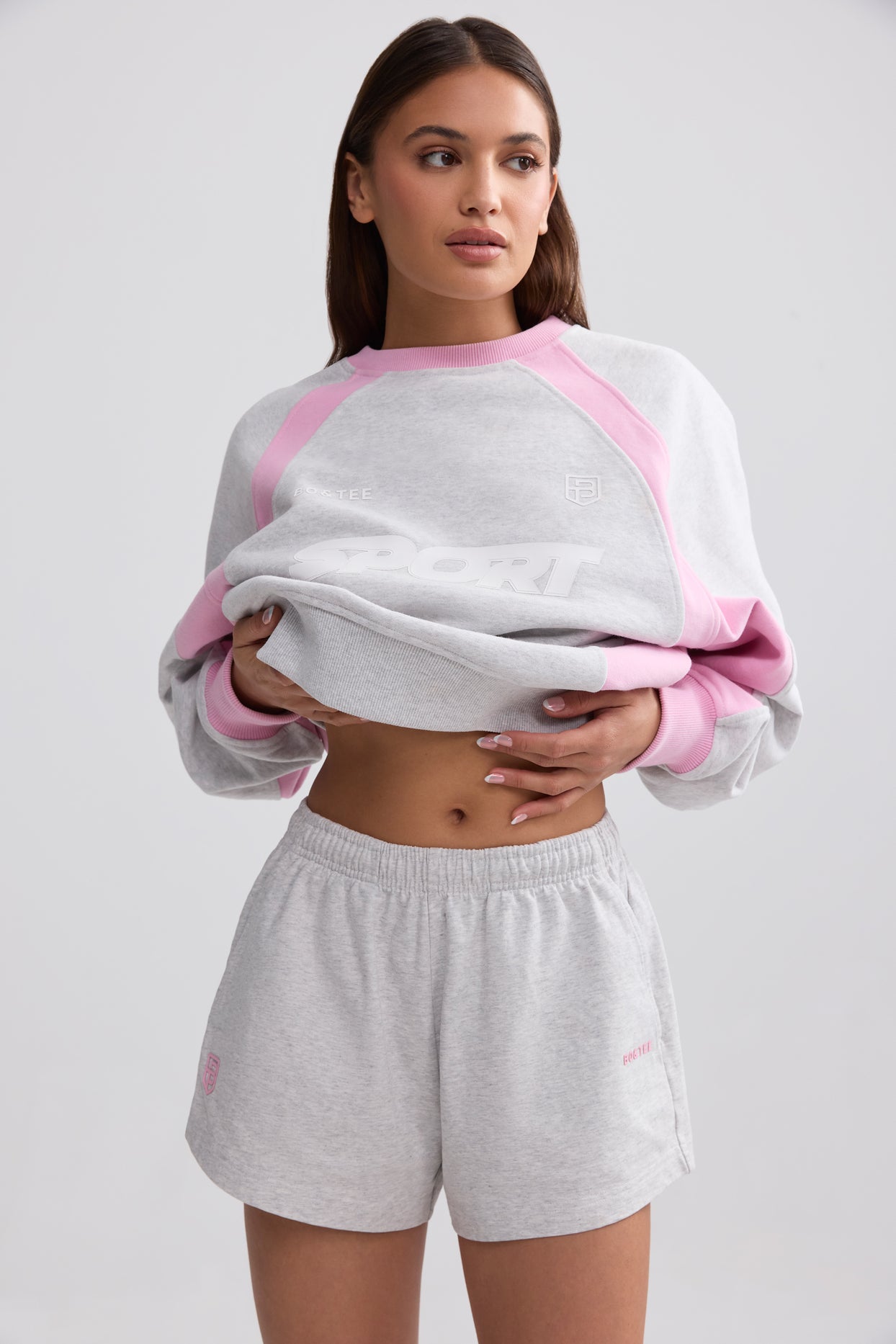 Soft Cotton Jersey Elasticated Mini Shorts in Grey Marl - 9