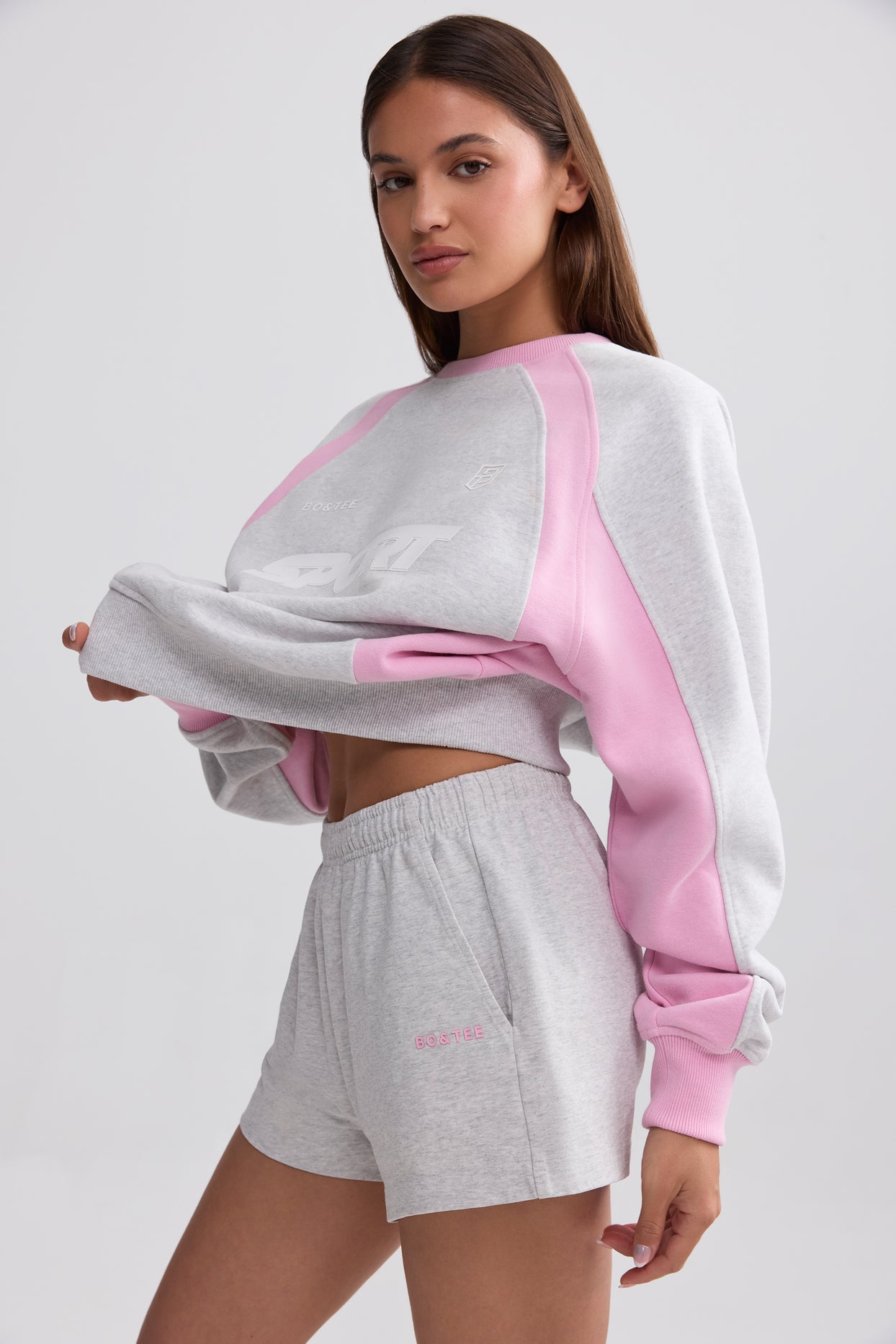 Soft Cotton Jersey Elasticated Mini Shorts in Grey Marl - 3