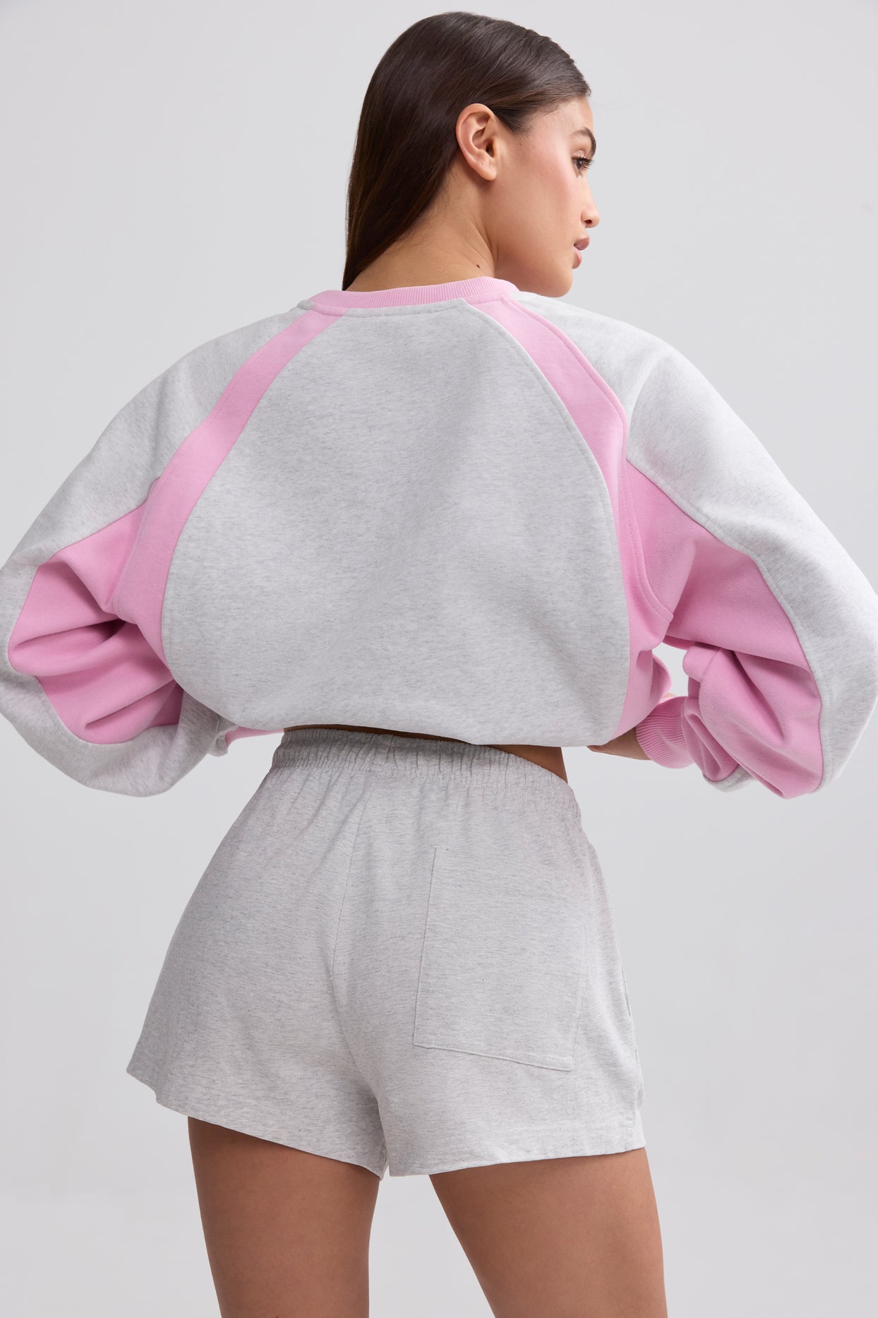 Soft Cotton Jersey Elasticated Mini Shorts in Grey Marl - 2