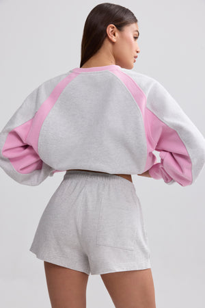 Soft Cotton Jersey Elasticated Mini Shorts in Grey Marl