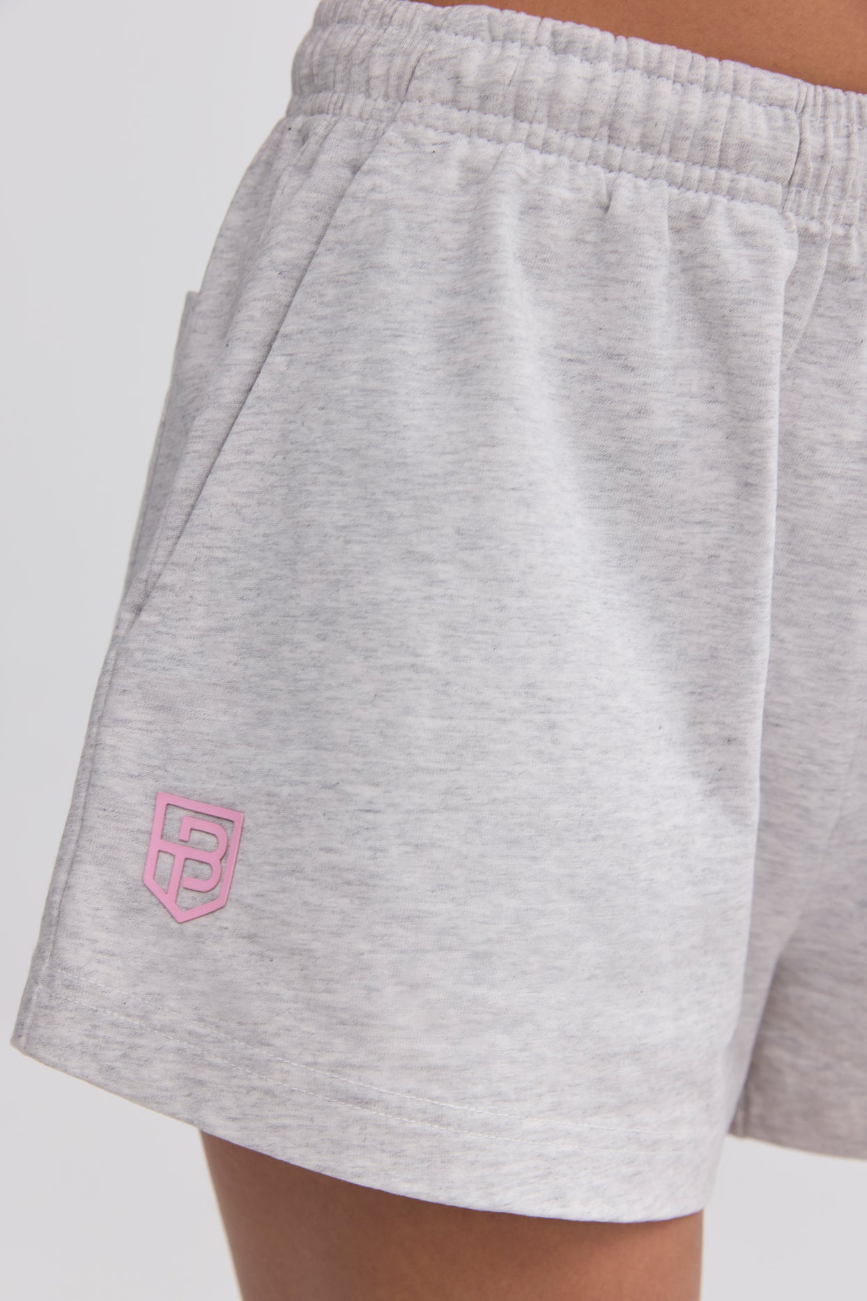 Soft Cotton Jersey Elasticated Mini Shorts in Grey Marl - 4