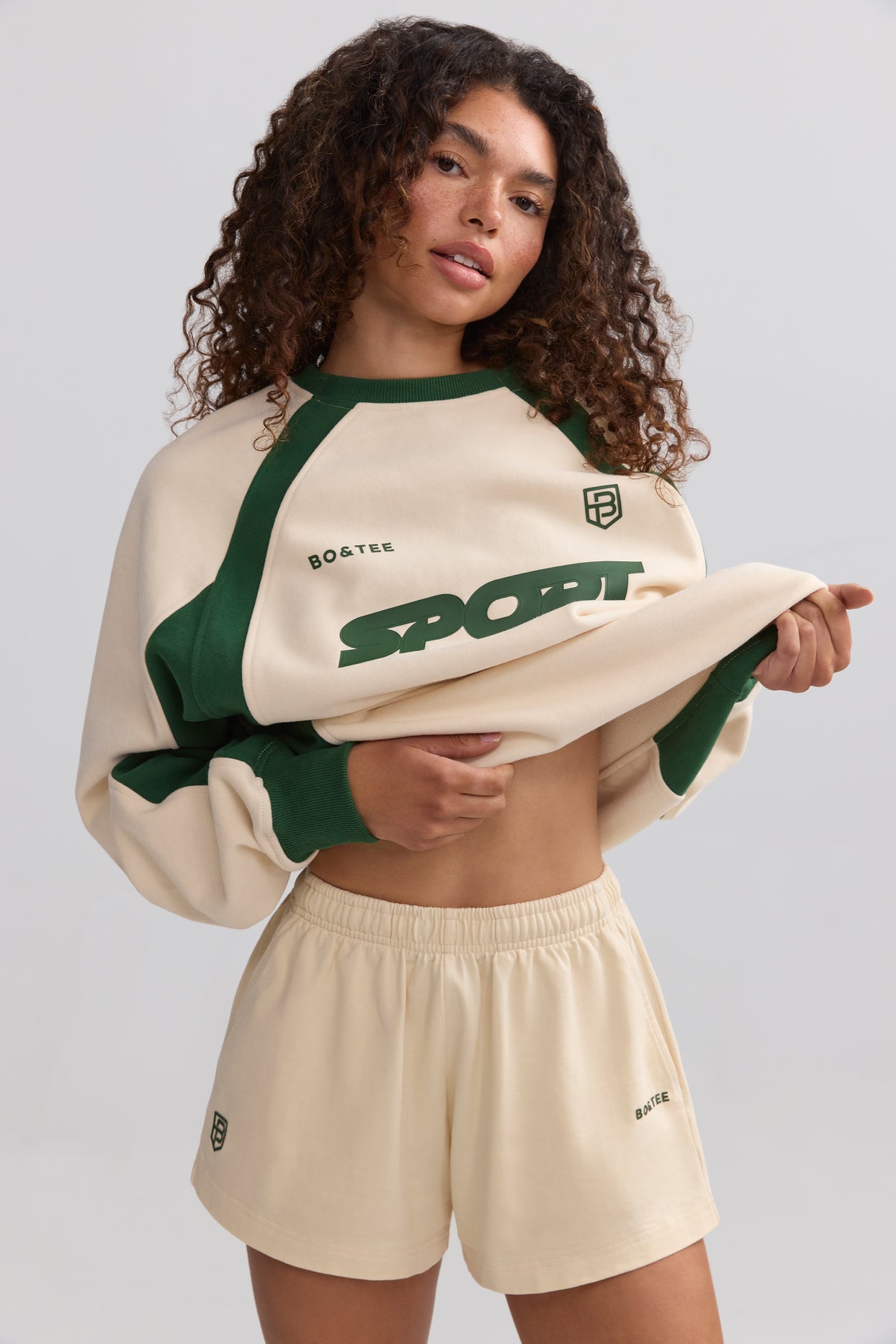 Soft Cotton Jersey Elasticated Mini Shorts in Marble - 6