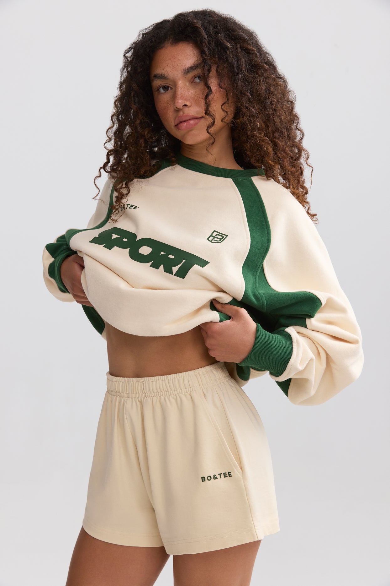 Soft Cotton Jersey Elasticated Mini Shorts in Marble - 7