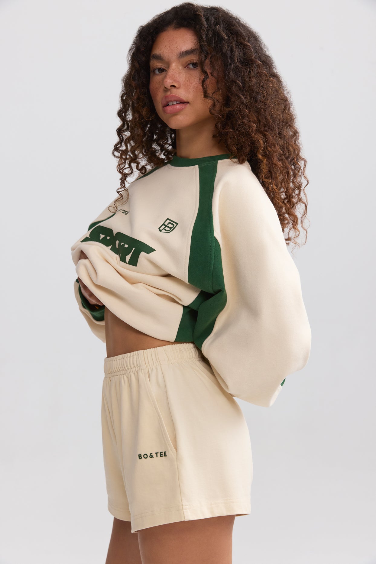 Soft Cotton Jersey Elasticated Mini Shorts in Marble - 3