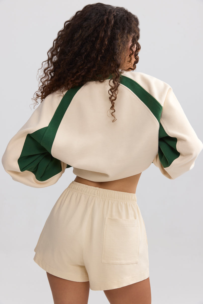 Soft Cotton Jersey Elasticated Mini Shorts in Marble - 2