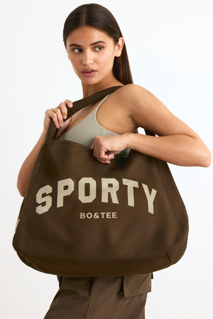 Sporty Oversized Tote Bag in Espresso