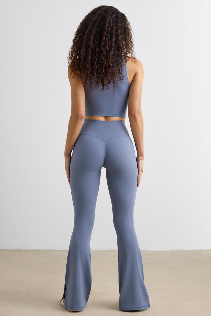 Soft Active Petite Flared Trousers in Slate Grey
