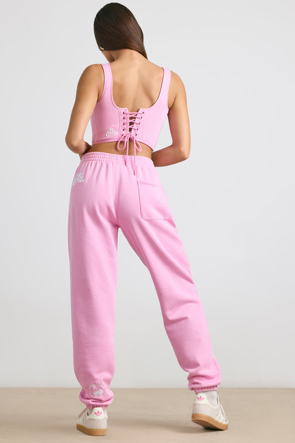 Brushed Jersey Oversized Joggers in Bubblegum Pink - 2