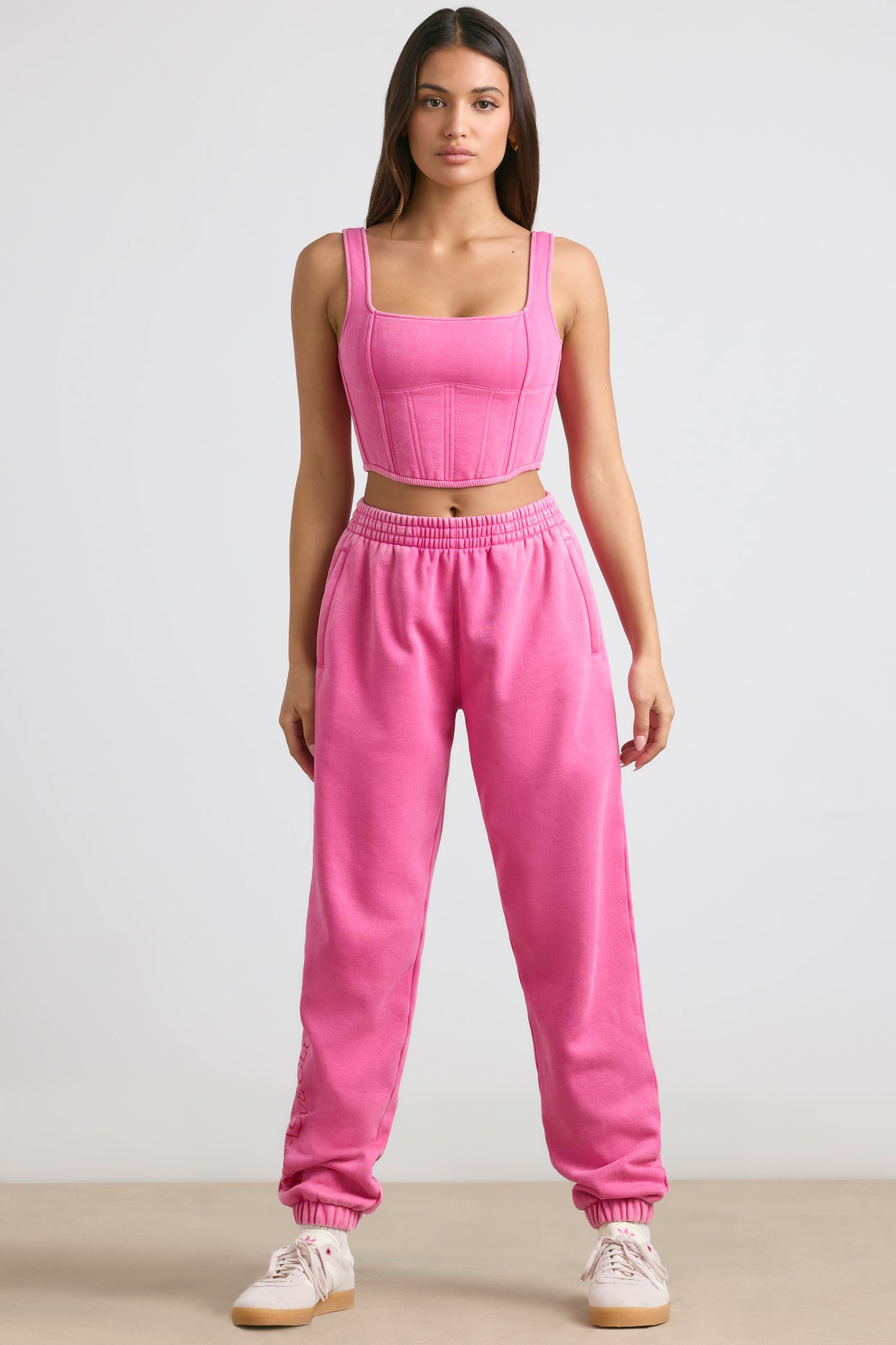 Brushed Jersey Oversized Joggers in Hot Pink