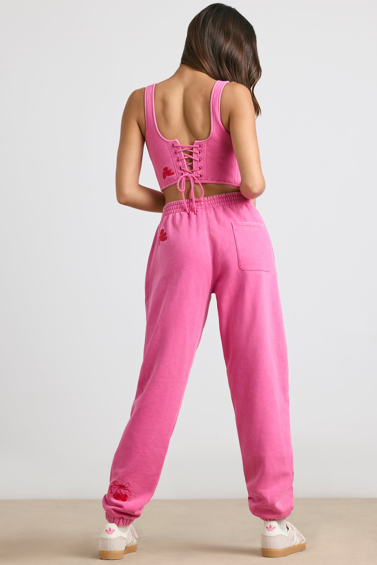 Brushed Jersey Oversized Joggers in Hot Pink