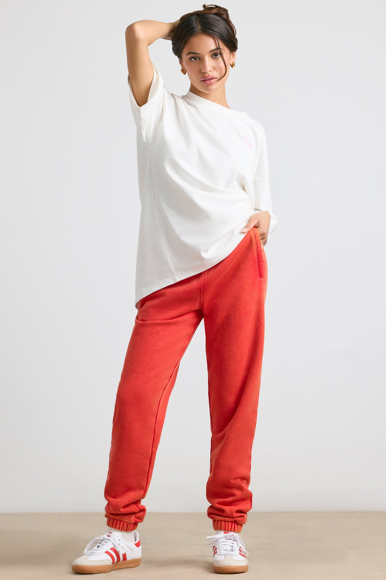 Petite Oversized Joggers in Red