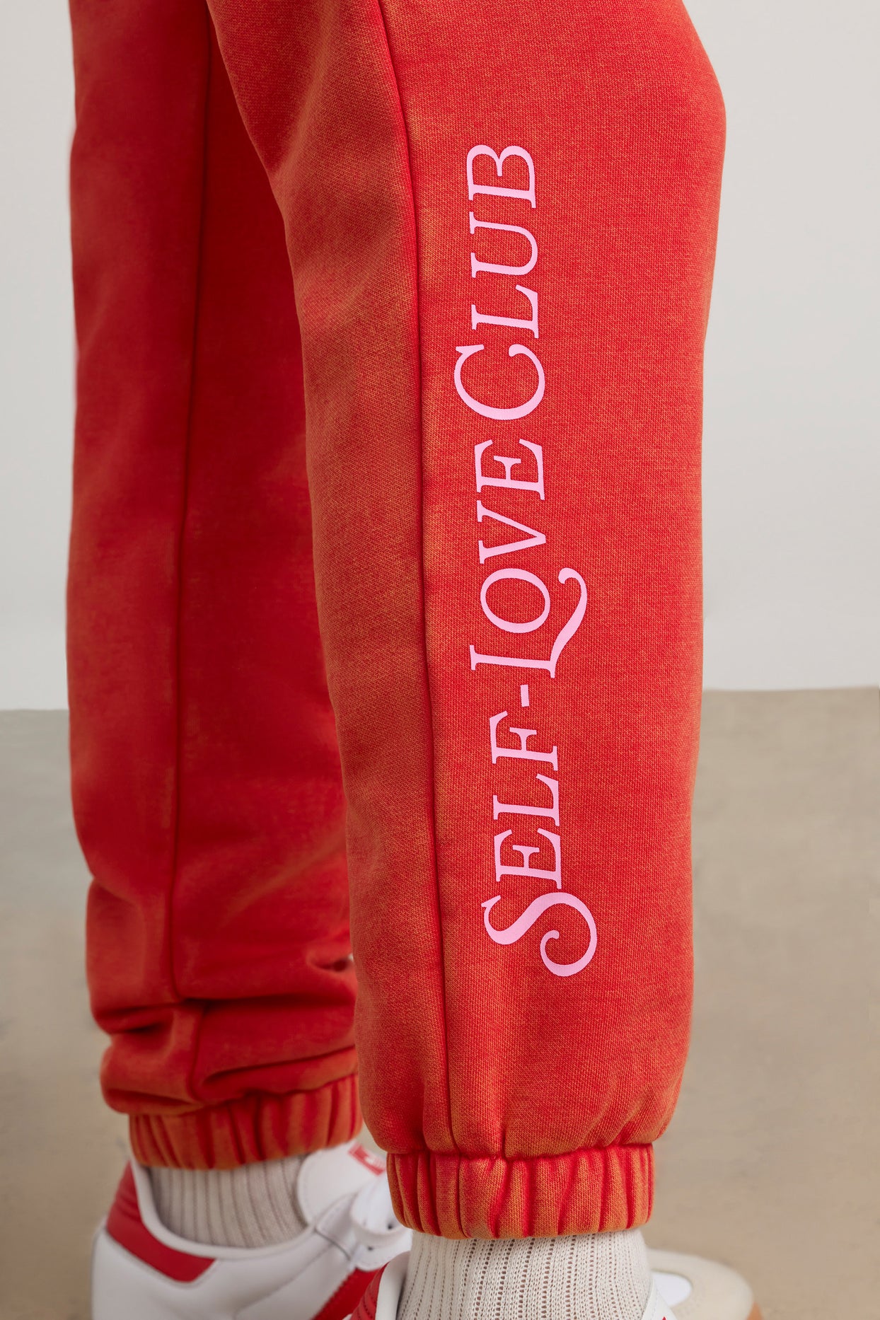Brushed Jersey Oversized Joggers in Red