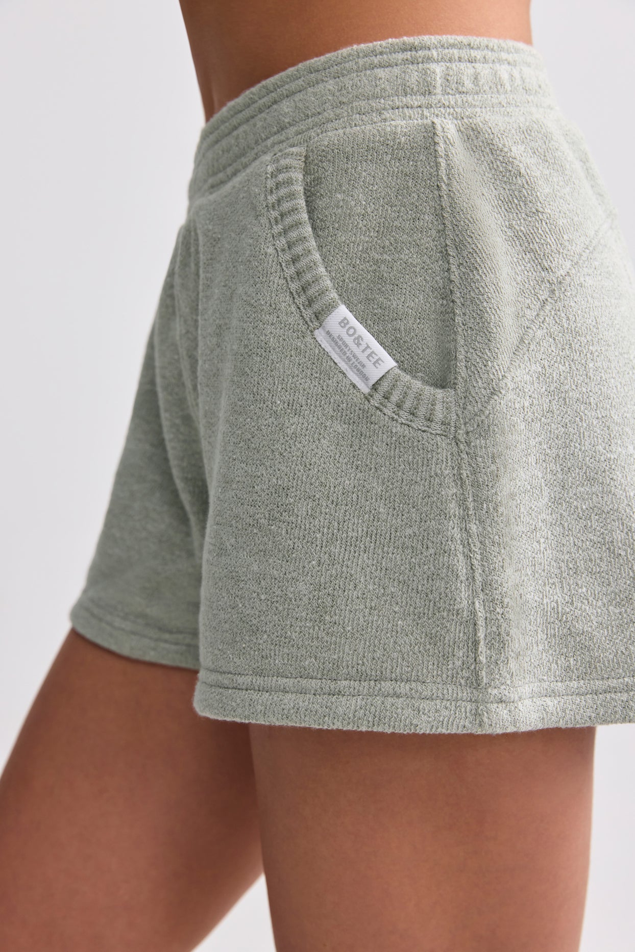 Terry Towelling Shorts in Sage Grey