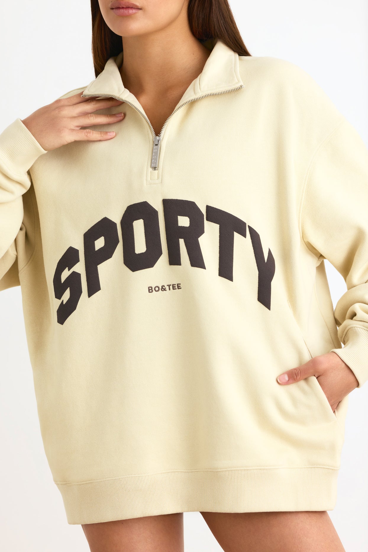 Quarter-Zip Sweatshirt in Bone - 4