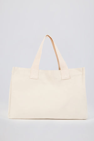 Oversized Canvas Tote Bag in Egg Shell