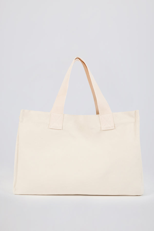 Oversized Canvas Tote Bag in Egg Shell - 2