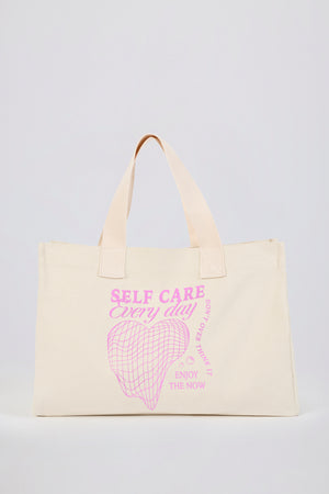 Oversized Canvas Tote Bag in Egg Shell
