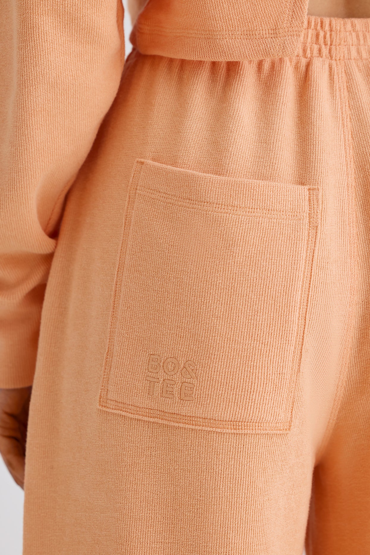 Textured Cotton Jersey Straight-Leg Joggers in Peach - 4